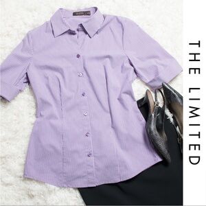 The Limited Essentials Purple Button Short Sleeve